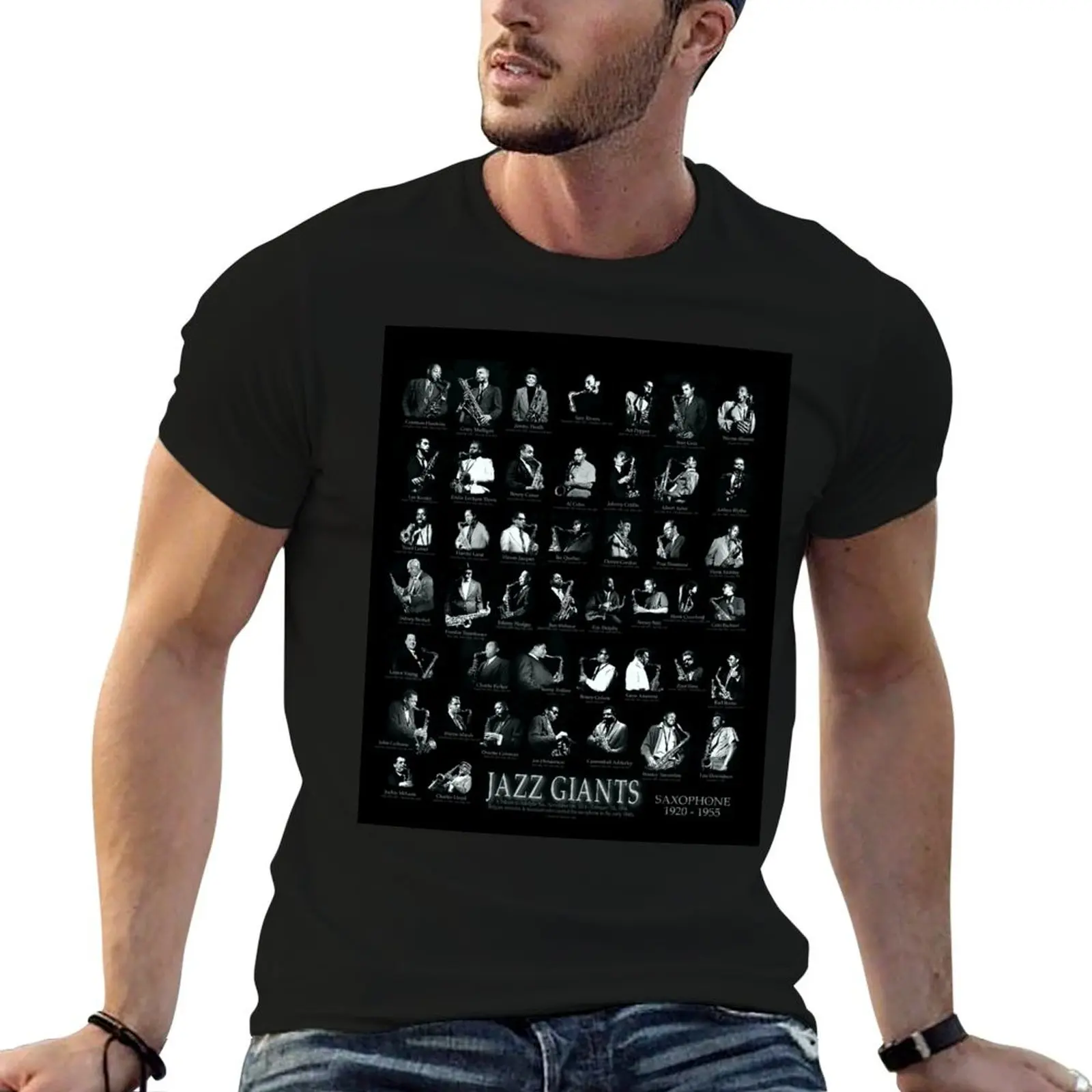 

JAZZ GIANTS SAX,Coltrane,Young,Getz,Shorter,Pepper,Garbarek,Desmond T-Shirt man graphic t shirt T-Shirt