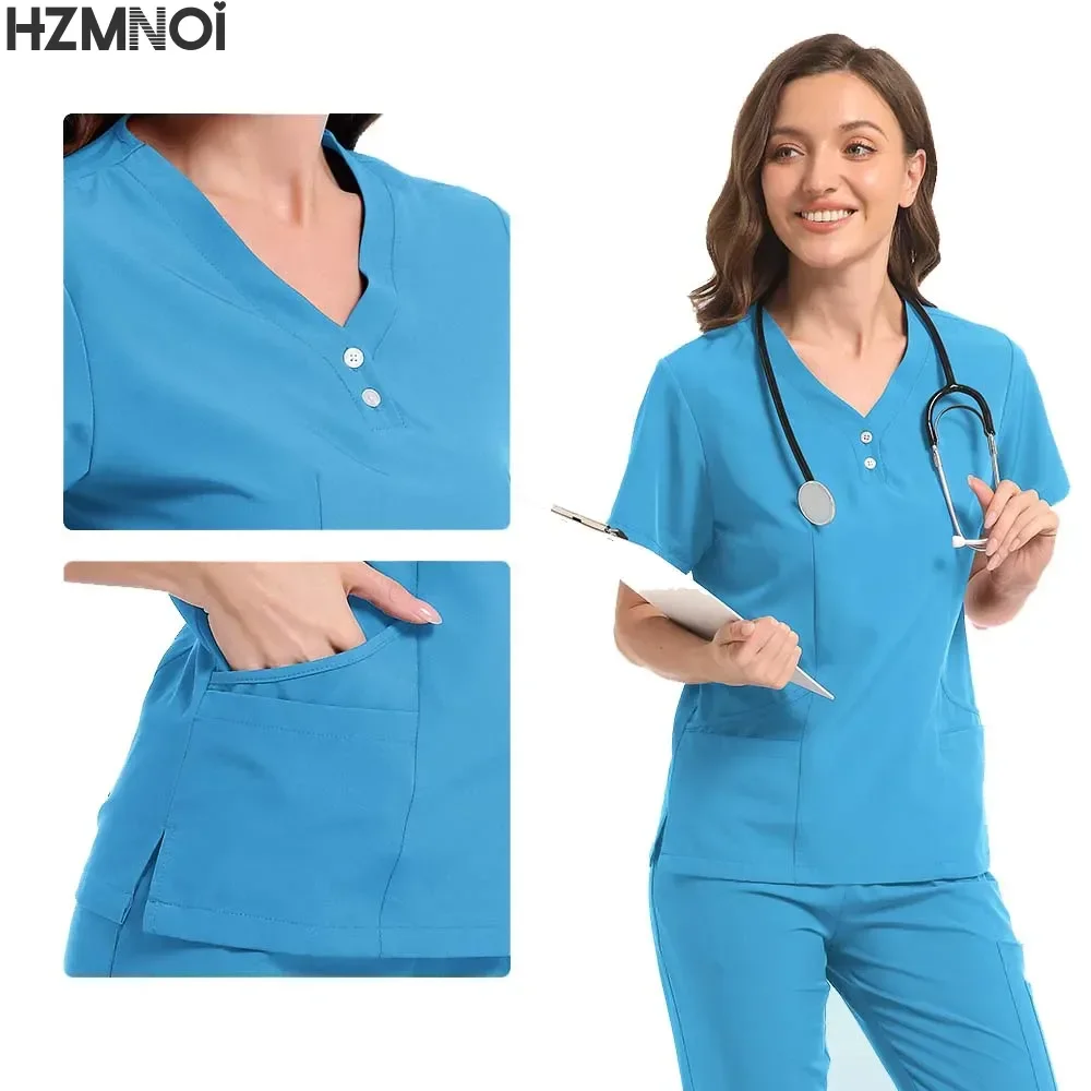الطبية معاطف للأطباء والممرضات الزي الجراحي امرأة فرك مجموعة صالون تجميل ملابس العمل الدعك السريرية أعلى السراويل سبا التمريض تونك البدلة