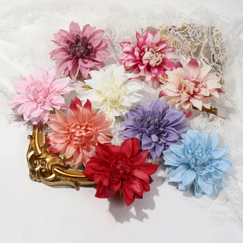 10cm Pompon Head Fake Flower Silk Artificial Flowers For Bride Wedding Wall Flower Garden Decoration DIY Home Decor Cabeza De