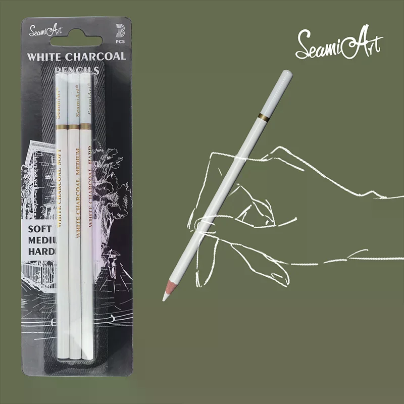 3pcs White Sketch Charcoal Pencils for Sketching Painting Drawing High Quality Durable Material Portable Design