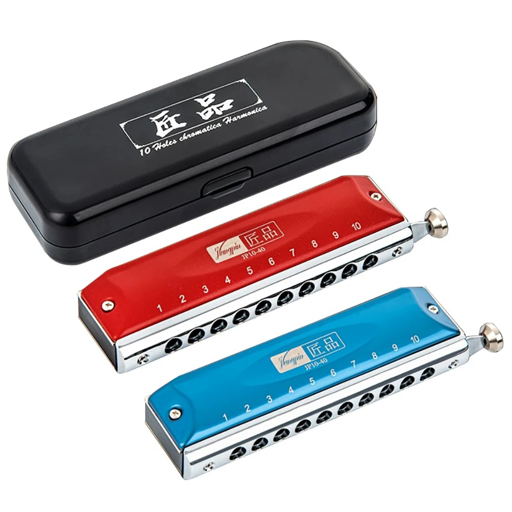 10 Hole Chromatic Harmonica C Key JP10-40 Mouth Organ Professional Performance Harmonica for Children, Beginners, and Students