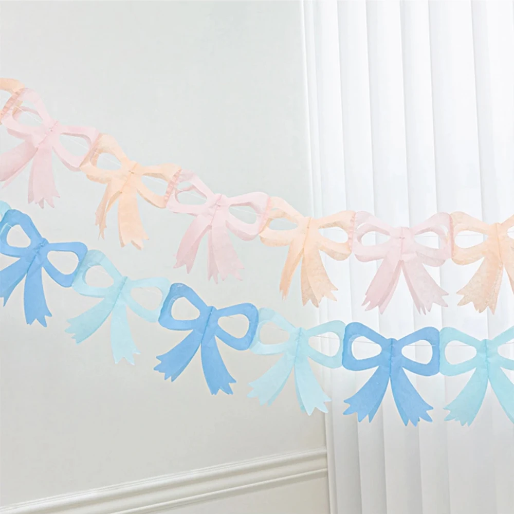 Синий и розовый бумажный бант, флаг для вечеринки, дня рождения, фестиваля, украшение стены, двухцветный флаг для сращивания, маленькое свежее стильное украшение