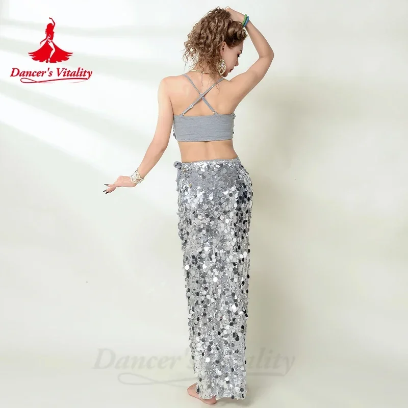 Belly Dance Performance Costume for Women Customsized Sequins Bra Top+long Hip Skirt 2pcs Adult Child Oriental Bellydance Outfit