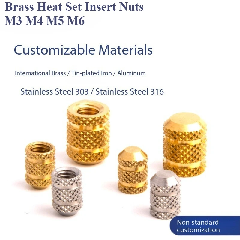 M3 M4 M5 M6 Brass Heat Set Insert Nuts For 3d Printer Hot Melt Knurled Threaded Inserts Closed End Molding Embedment Nut