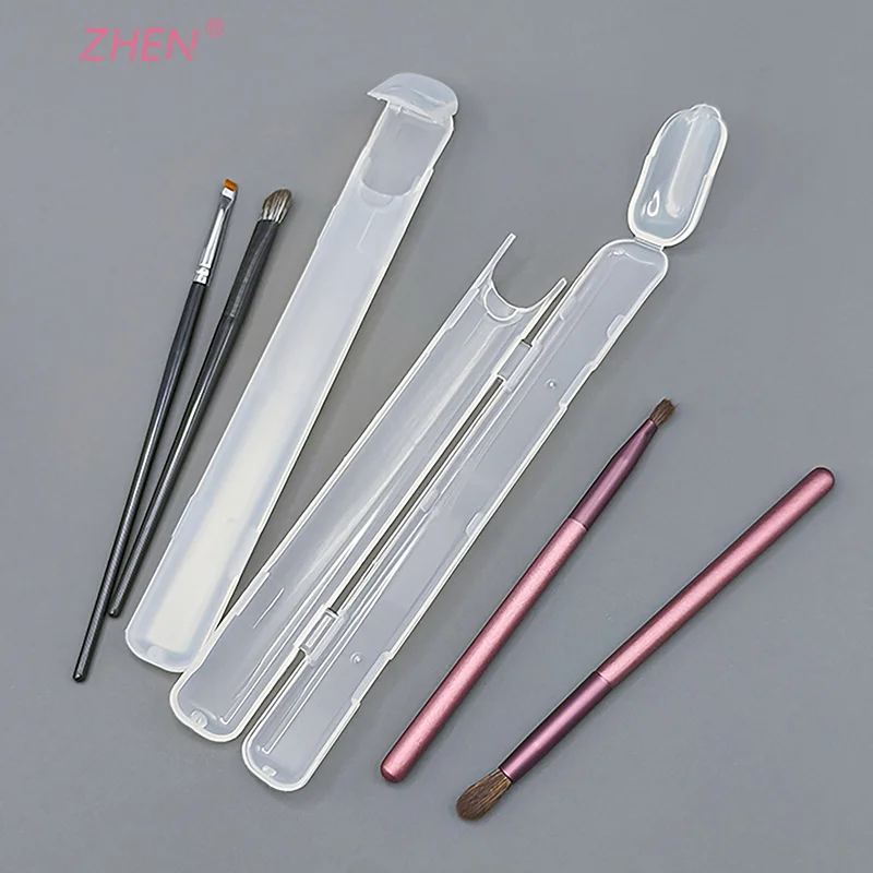 1PCS Portable Transparent Makeup Brush Storage Box With Cover Eyebrow Pencil Makeup Brushes Organizer Chopstick Case Beauty Tool