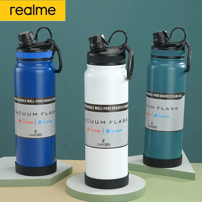 

realme Thermal Water Bottle Sports Drinking Cup 304Stainless Steel Tumbler Large Capacity Portable Thermos Water Bottle