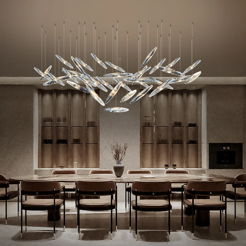 Custom Size Crystal Long LED Chandelier Pendant Light Ceiling lustre for Duplex Loft luminaire Hotel Lobby Decor