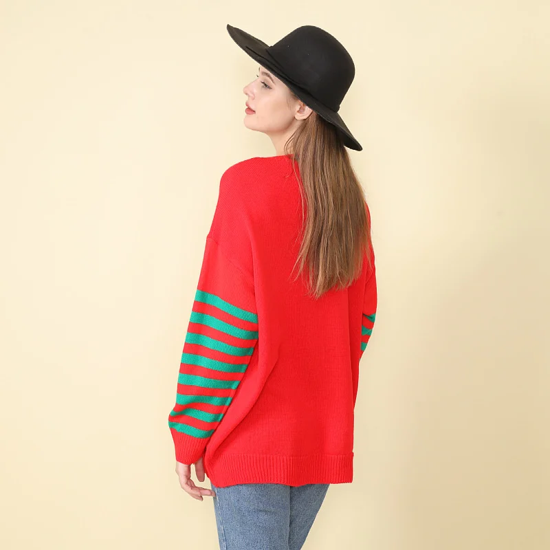 Christmas Tree Pattern Knitted Top Women\'s Autumn And Winter Pullover Round Neck Loose Xmas Sweater For Women 2025 Noel Clothes