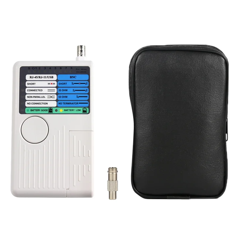 -AT52 جهاز اختبار كابل الشبكة الاحترافي متعدد الوظائف 4 في 1 RJ45/RJ11/USB/BNC LAN كابل Cat5 Cat6 جهاز اختبار الأسلاك