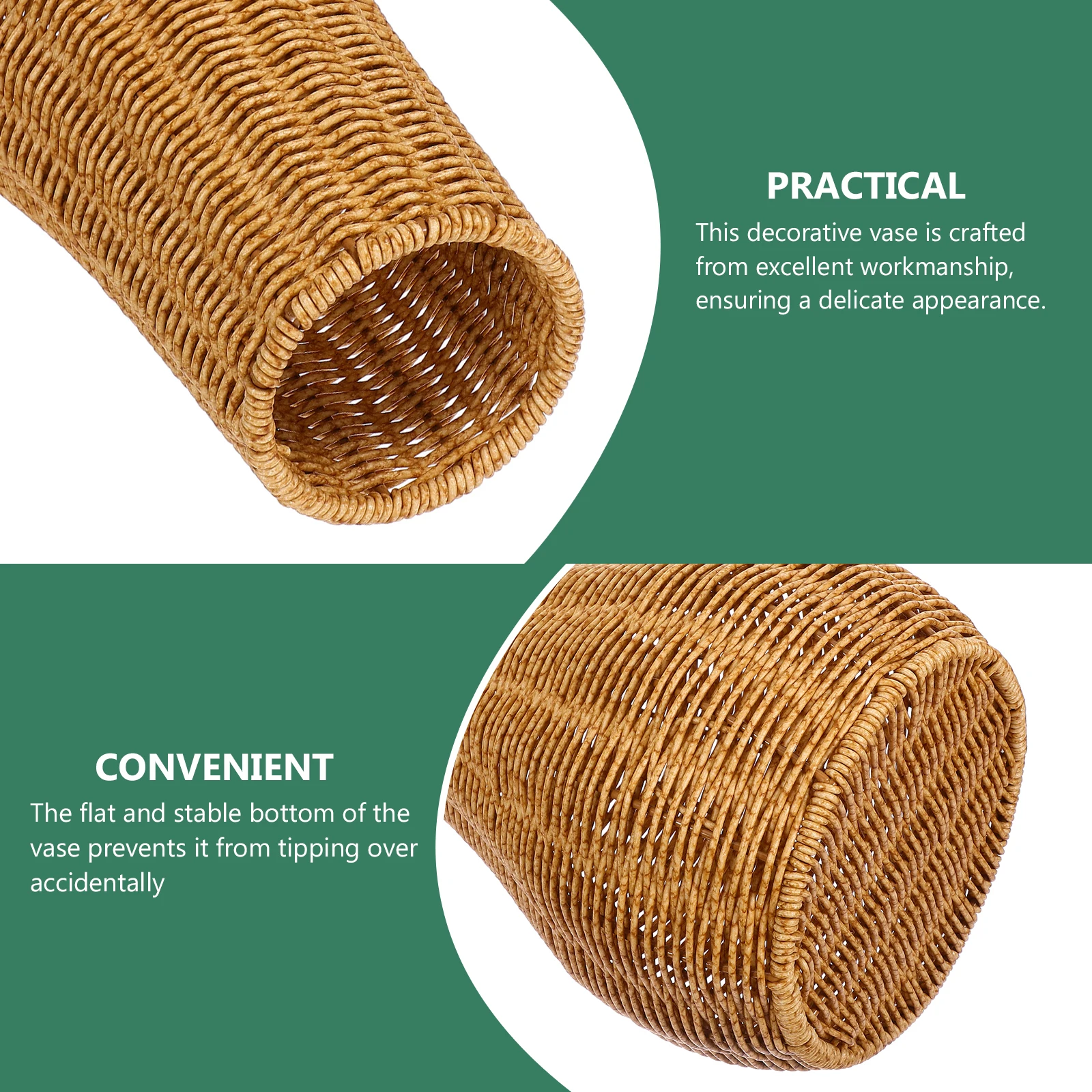

Imitation Rattan Vase Handwoven Plastic Flower Holder Simple Decorative Home Office Wedding Dry Flowers Fake Plants Photoprop