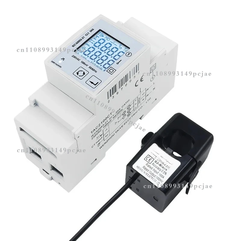 for SDM2100CT Power Energy Meter Single Phase Electricity Wattmeter 50A/100MV 230V RS485 Pulse/Modbus Output kWh V A PF For PV