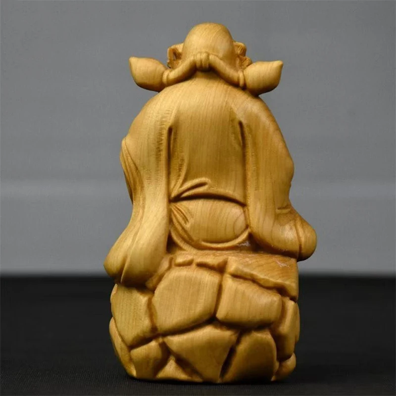 wood carving Tianshi Zhong Kui figurine decoration Solid Wood Carving Home Room Office Wealth Luck Feng Shui Decor buddha wood