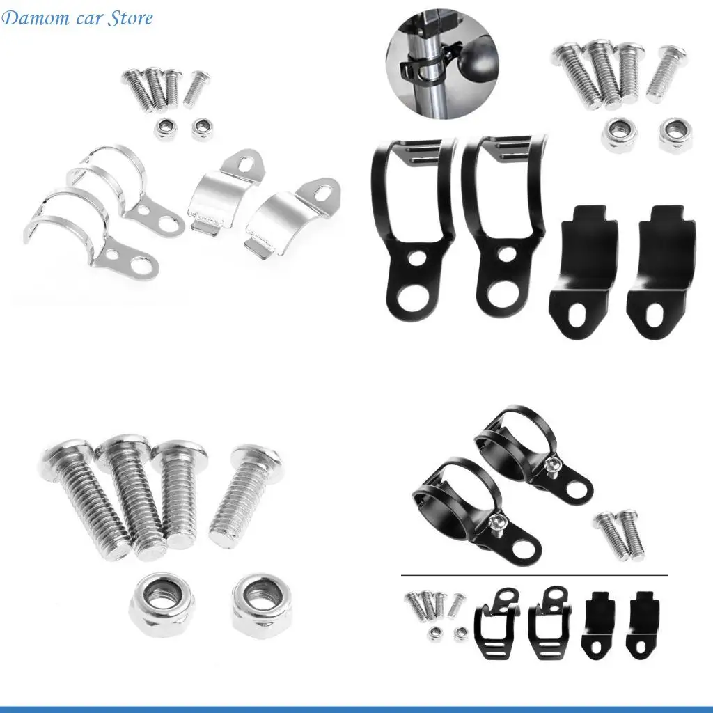 A2UC 2Pcs Black Fork Ear Clamp Motorcycle Turn Light Mount Brackets Holder New