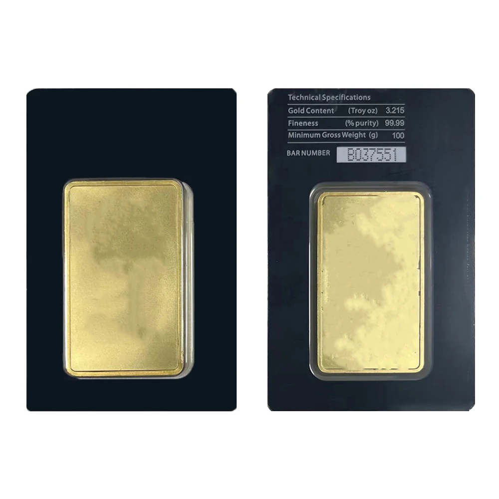 Niet-magnetische vergulde gouden staaf, goudbar, APMEX, met verschillende serienummers, in verzegelde verpakking, voor verzamelaars.