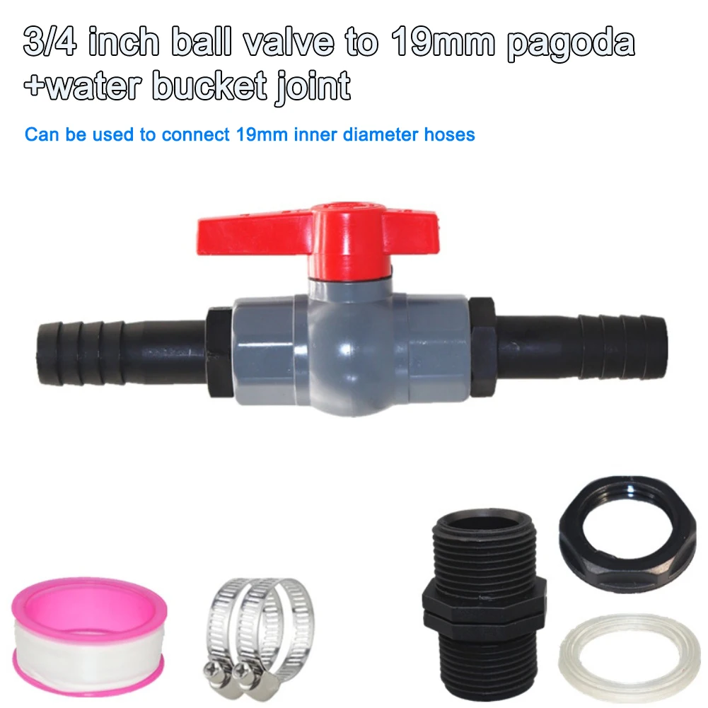 PVC Ball Valve With Hose Connector 19mm 25mm 32mm Shut Off Valve For Swimming Pool Garden Irrigation System Water Fittings
