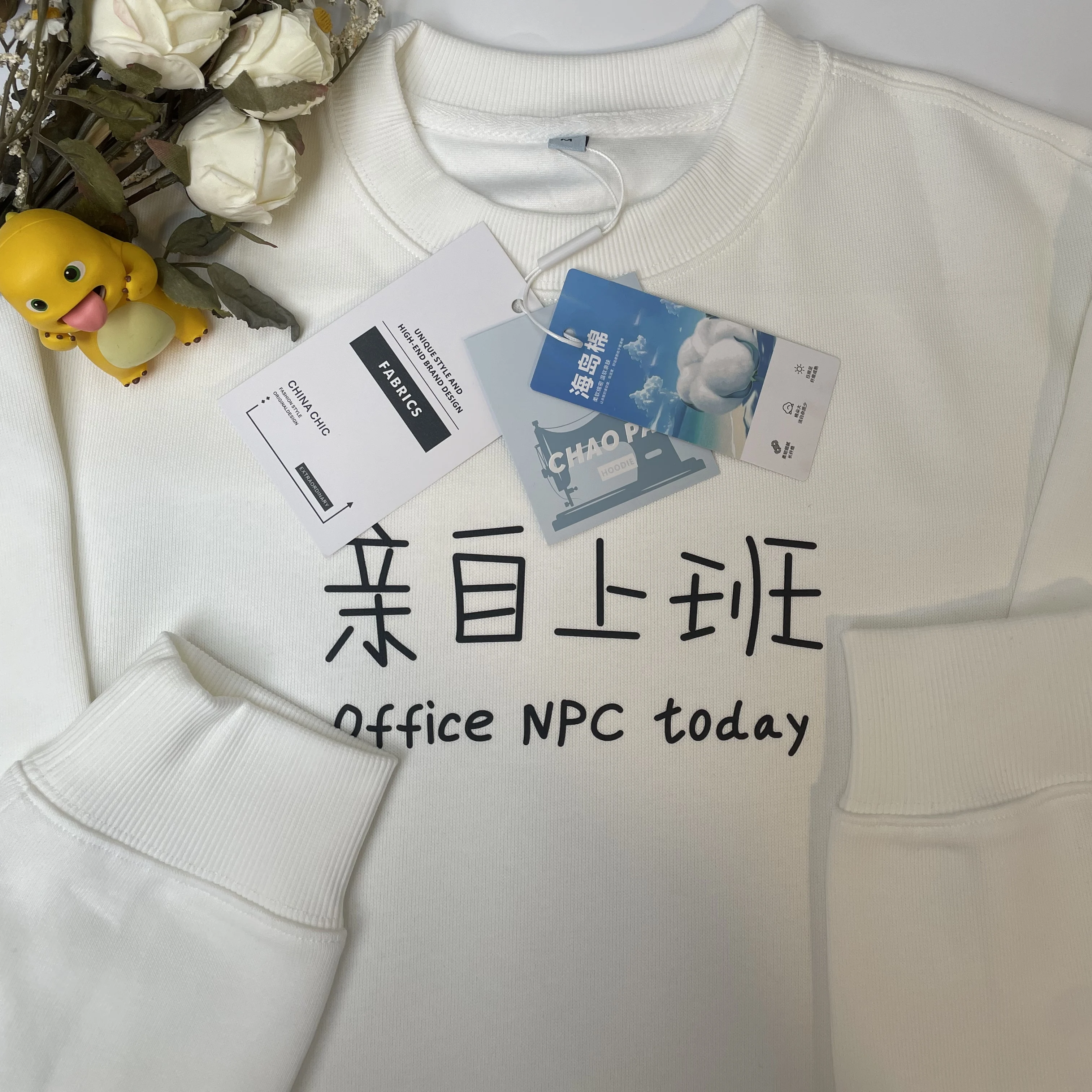 Trendy round Neck Sweatshirt Pure Cotton Men's Text Print Commute Funny Autumn Winter Leisure Comfortable Breathable Sweatshirt