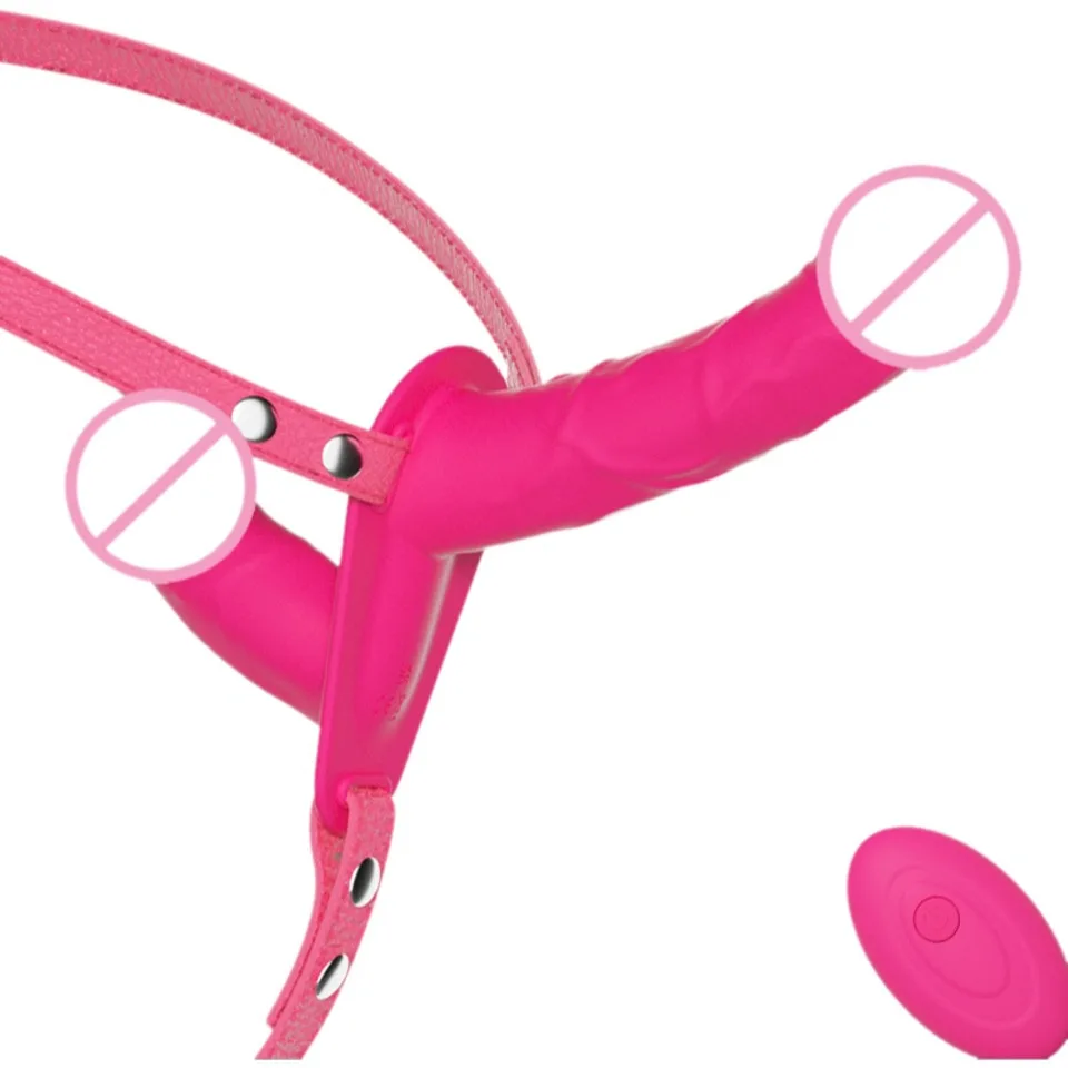 Women's Remote Control USB Charging Double-headed Silicone Leather Pants With 10-frequency Vibrator For Lesbian Couples
