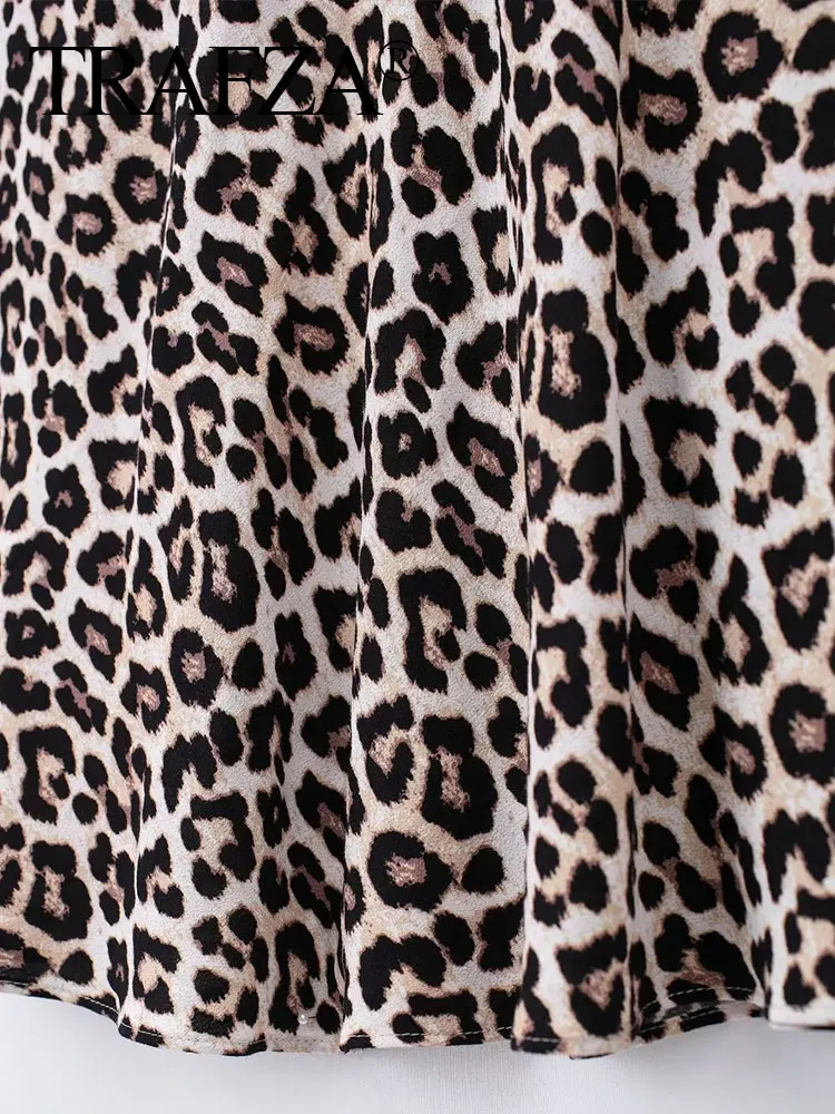 TRAFZA 2024 nuova donna gonna con stampa leopardata a vita alta a-line Slim gonne longuette femminile Vintage Chic causale gonna da donna selvaggia TRAF