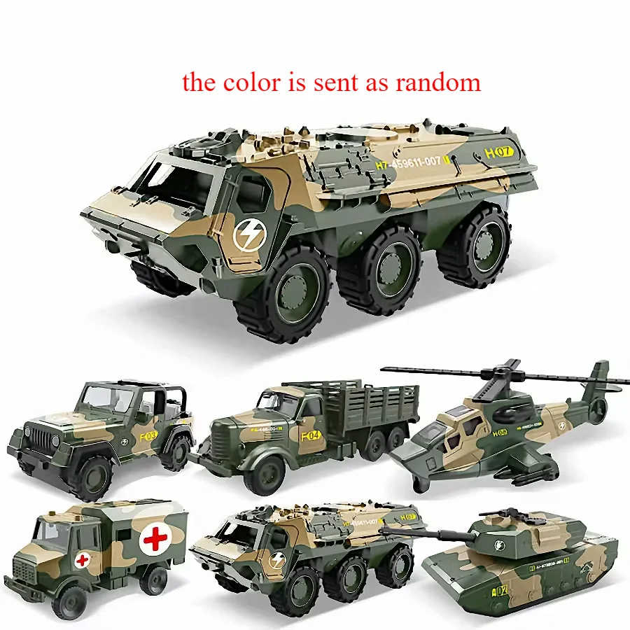 Alloy Metal Car Clockwork Simulation Military Armed Tank Armored Vehicle Car Truck Children\'s Toy Model Helicopter