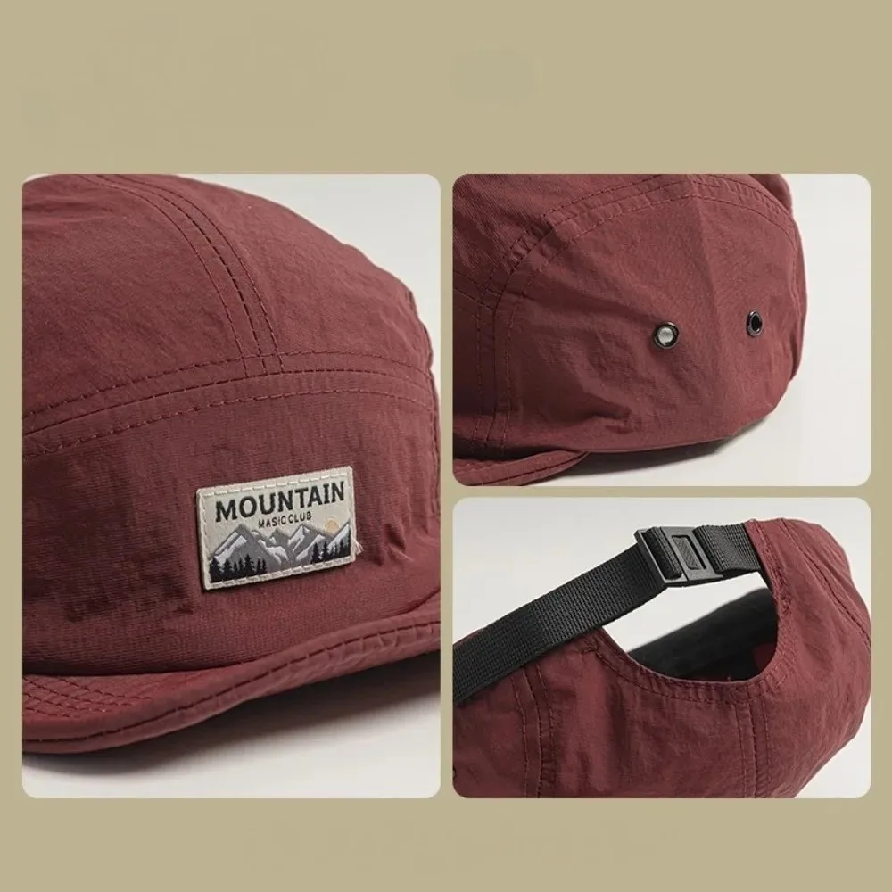 Vintage Short Brim 5 Panel Cap Embroidered Quick Dry Sports Running Cap Lightweight Sun Protection Sun Hat Women Men