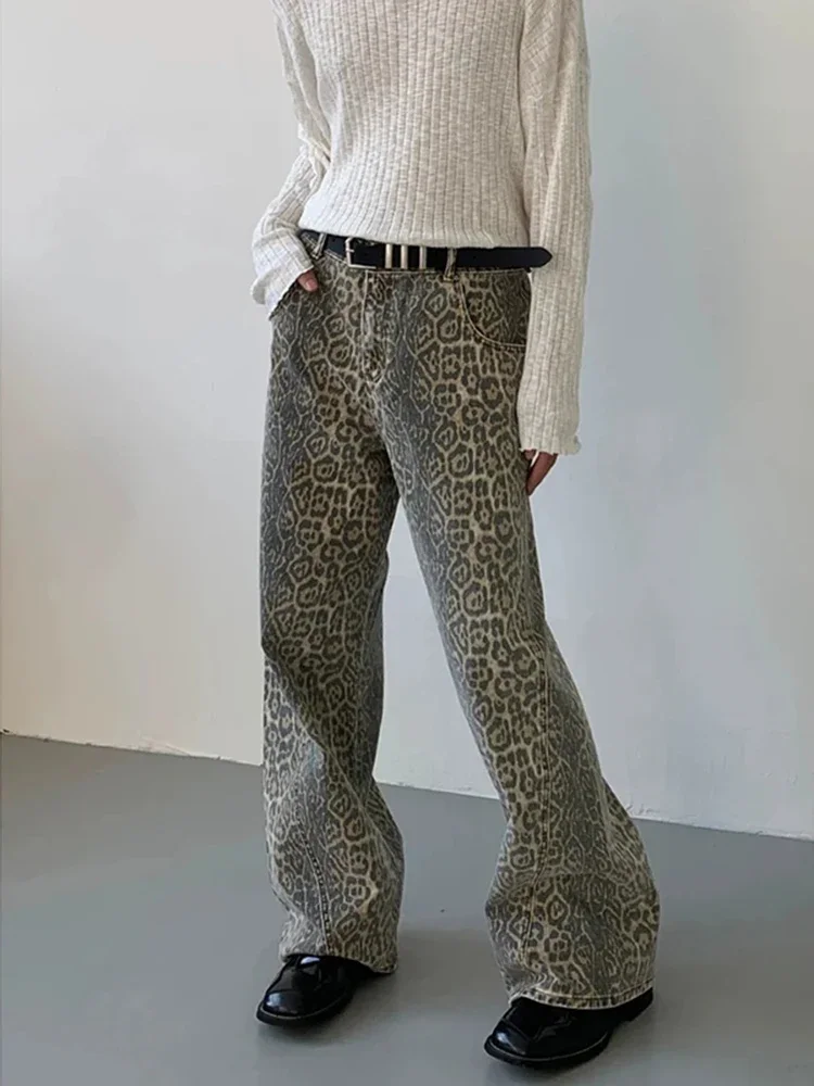 กางเกงขากว้างผู้หญิงเอวสูงแบบเรียบง่ายสไตล์ Y2K celana JEANS DENIM สตรีทแฟชั่นฮิปฮอปทรงหลวมชิคใหม่
