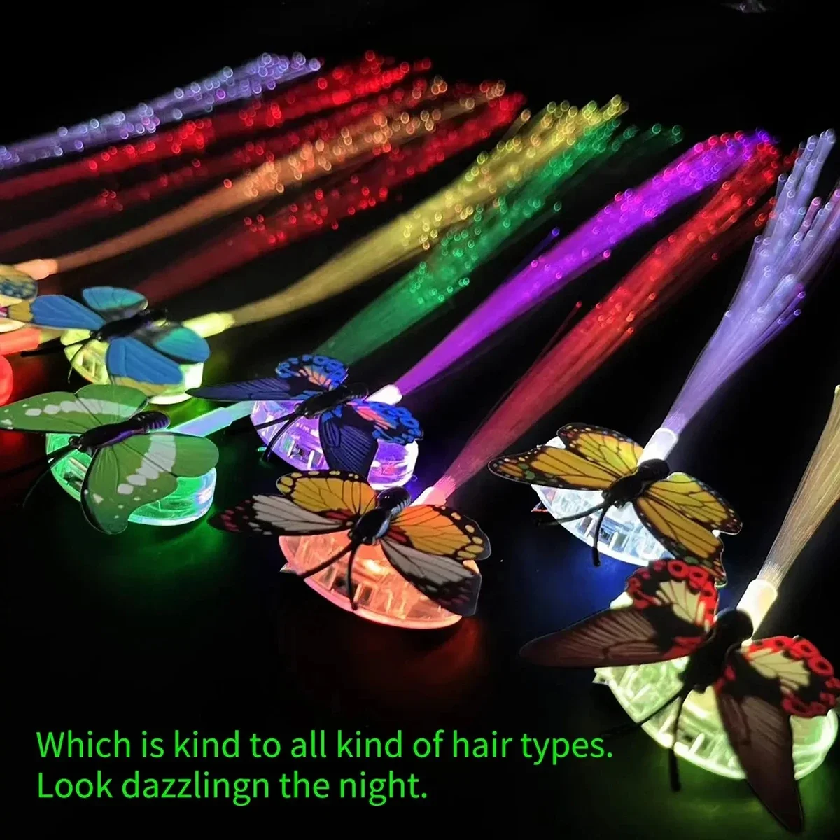 10/20/30Pcs Color Children and Adult LED Glow Hair Braid Butterfly Light Hairpin Novetly light Up Bar Party Halloween Decoration