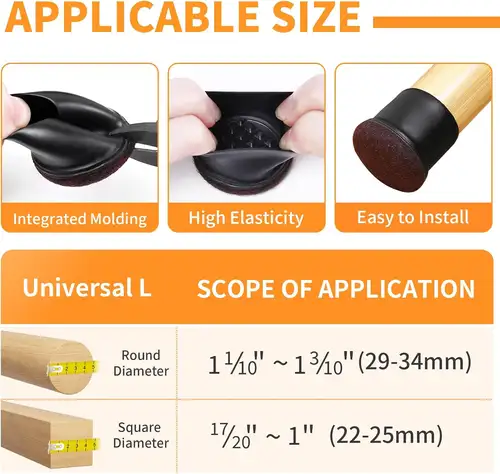 8PCS Chair Leg Floor Protectors Round Silicone Furniture Leg Foot Covers Table Feet Cups For Hardwood Floors Thick Wrap Felt Pad - Image 6