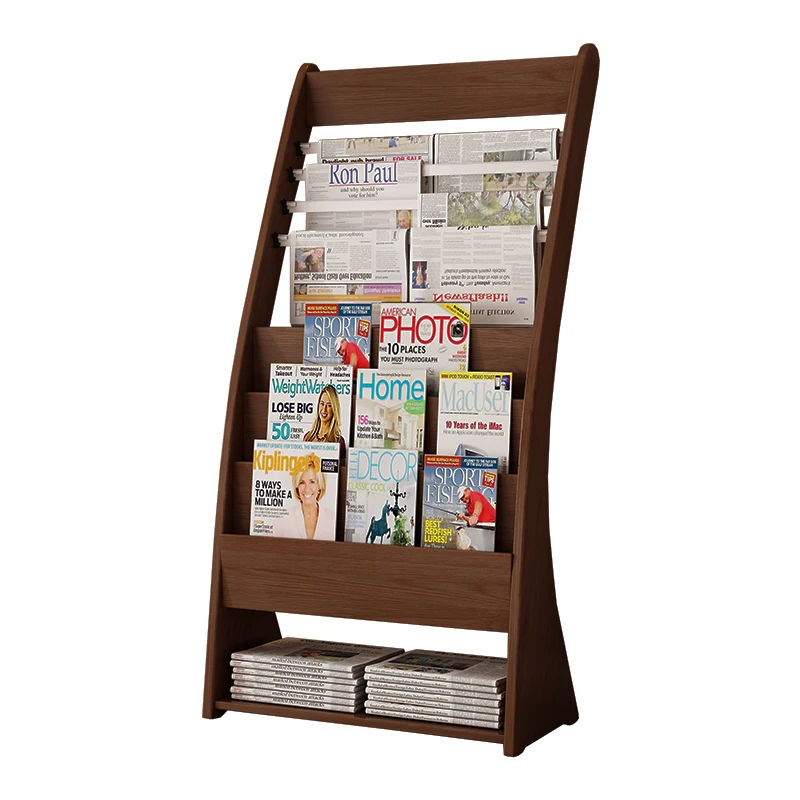 

Newspaper rack Bookshelf Wooden information Floor-to-ceiling newspaper Magazine rack Storage Publicity