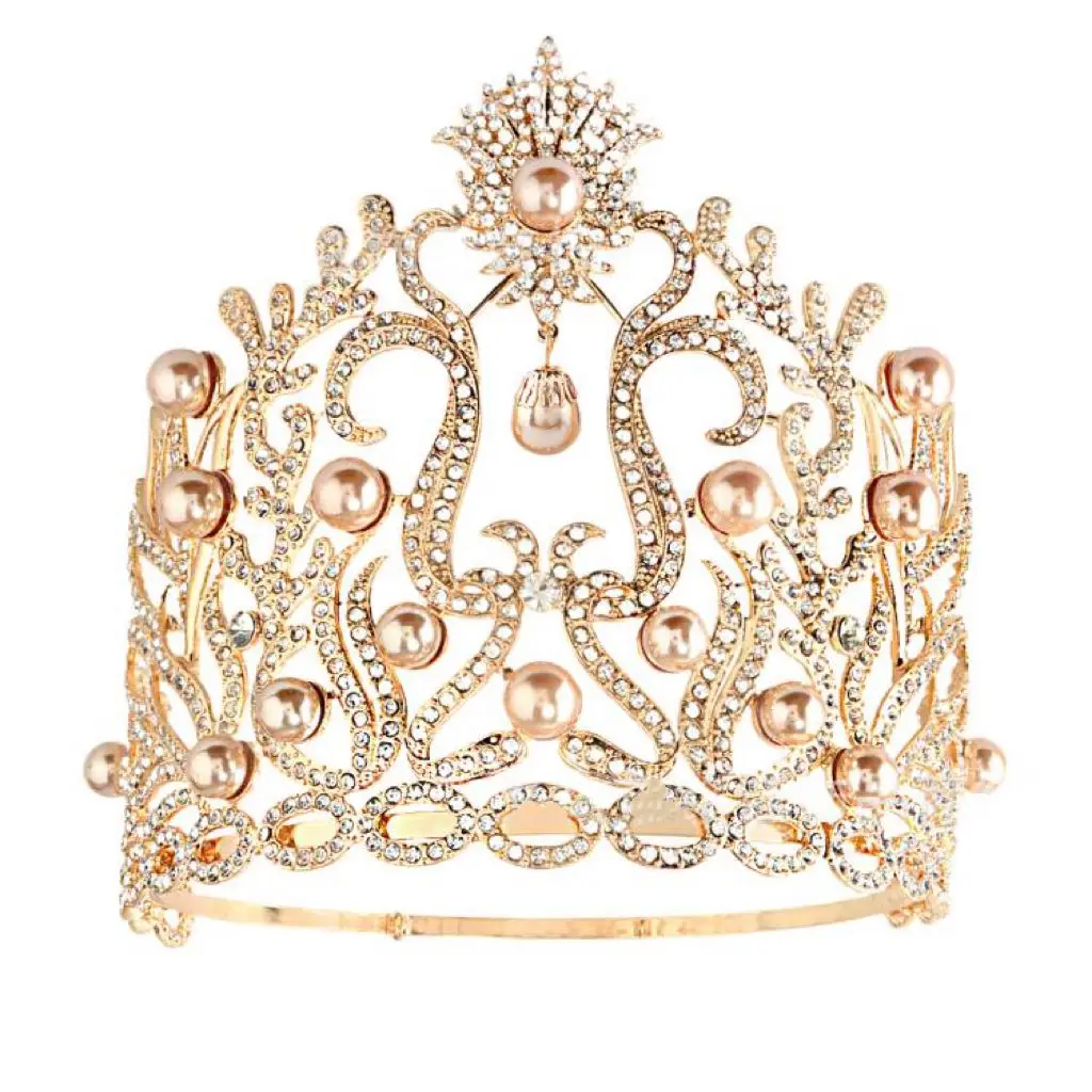 Pageant Miss Crown Peacock Rhinestone Tiara Retractable