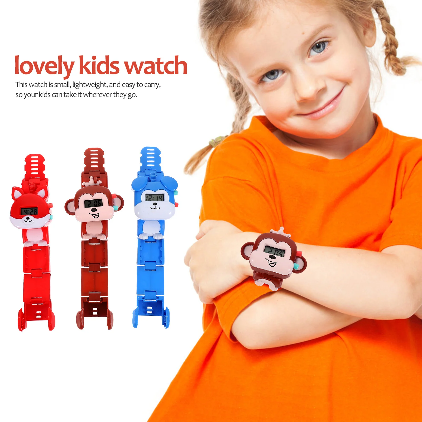 3Pcs Watch Electronic Pet Shape Deformable Wristwatch Gift for Lightweight Easy Carry Watch for Students