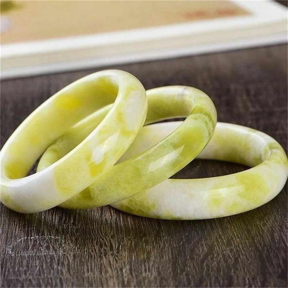 Natural Lantian Jade Floating Flower Bangle Simple Elegant Exquisite High-grade Luxury Quality Fashion Fine Jewelry Holiday Gift