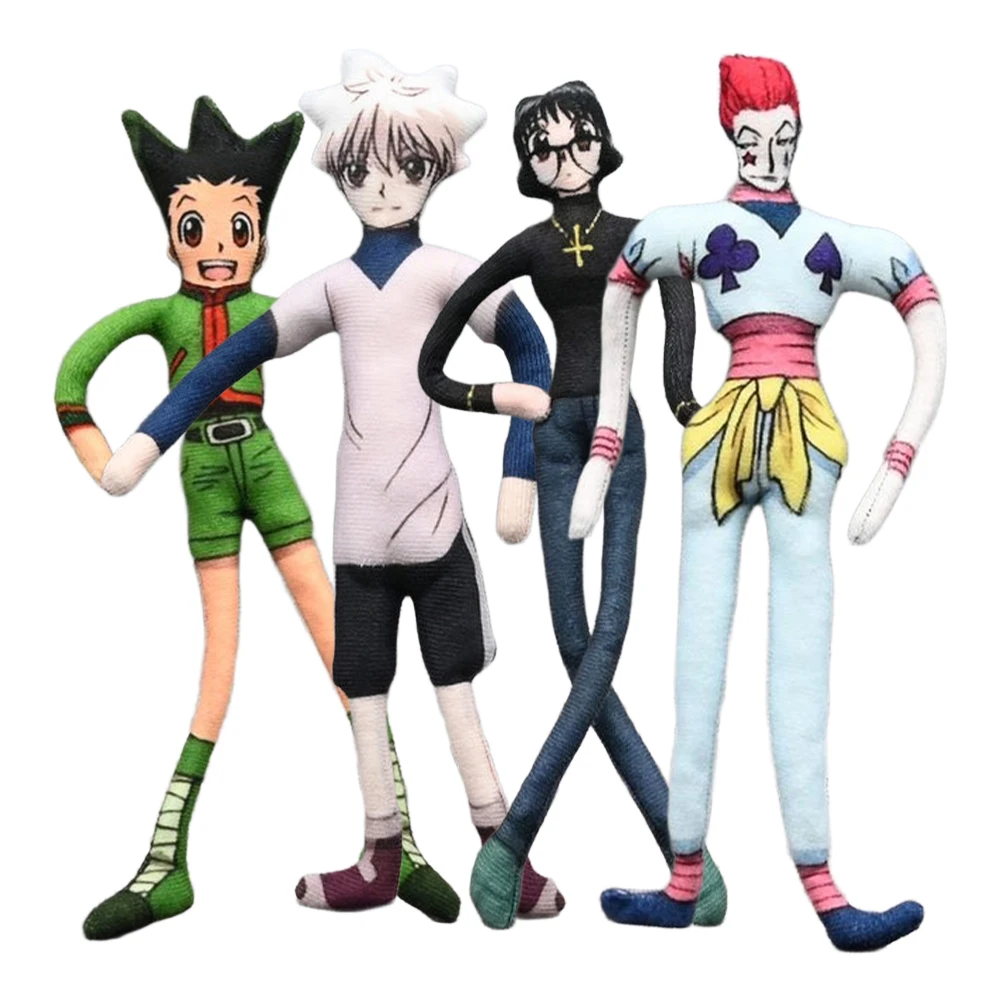 Anime Gon Freecss Figure Hisoka Killua Zoldyck Plush Toy Cosplay Stuffed Doll Twistable Iron Wire Cotton Doll Birthday Fans Gift