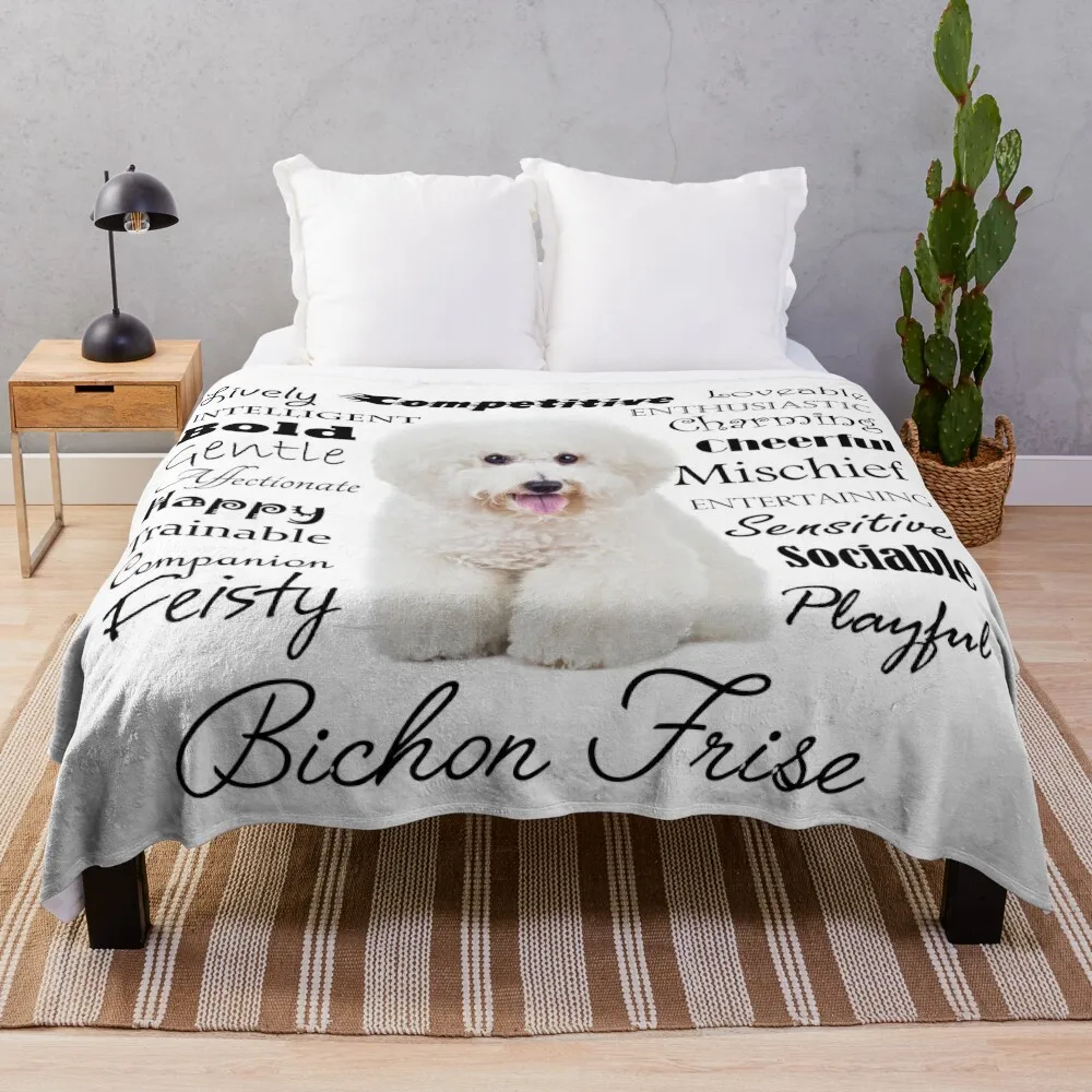 

Bichon Frise Traits Throw Blanket Sleeping Bag Blanket Beach Blanket Furry Blanket