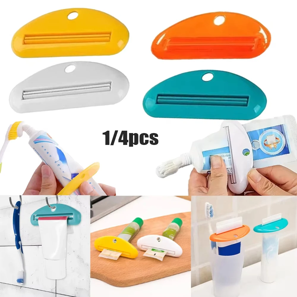 Multifunktionaler Manueller Zahnpastaspender mit Tubenclips, Gesichtsreiniger-Dispenser, Badezimmerzubehör, Einfach zu Bedienen, Kein Abfall