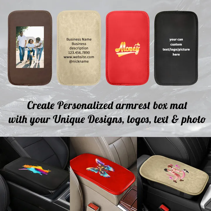 

Custom LOGO TEXT Car Center Armrest Cushion Suitable for most Car SUV PU Leather Armrests Seat Box Protective Cover