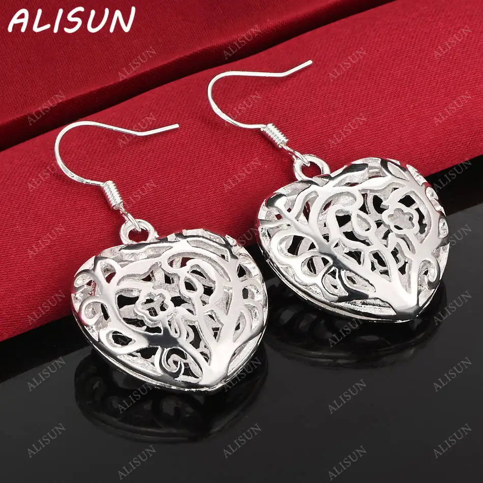 

ALISUN 925 Sterling Silver Hollow Hearts Earrings Drop Earrings Anniversary Gift Popular Wild Fashion Romantic Jewelry