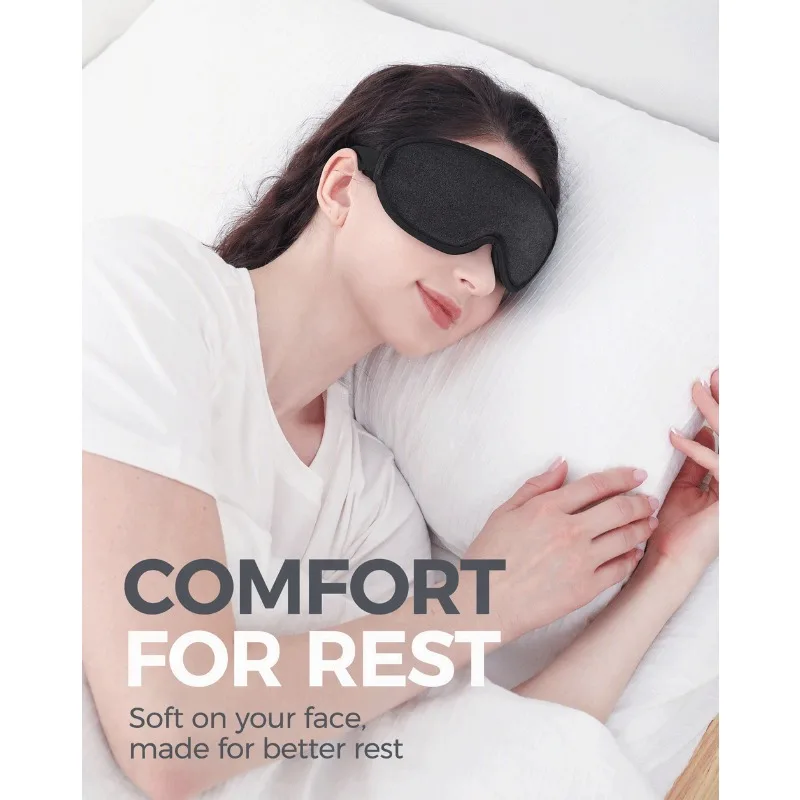 3D Contoured Memory Foam Sleep Mask Set, Light Blocking Eye Cover with 5 Pairs Noise Reduction Foam Earplugs
