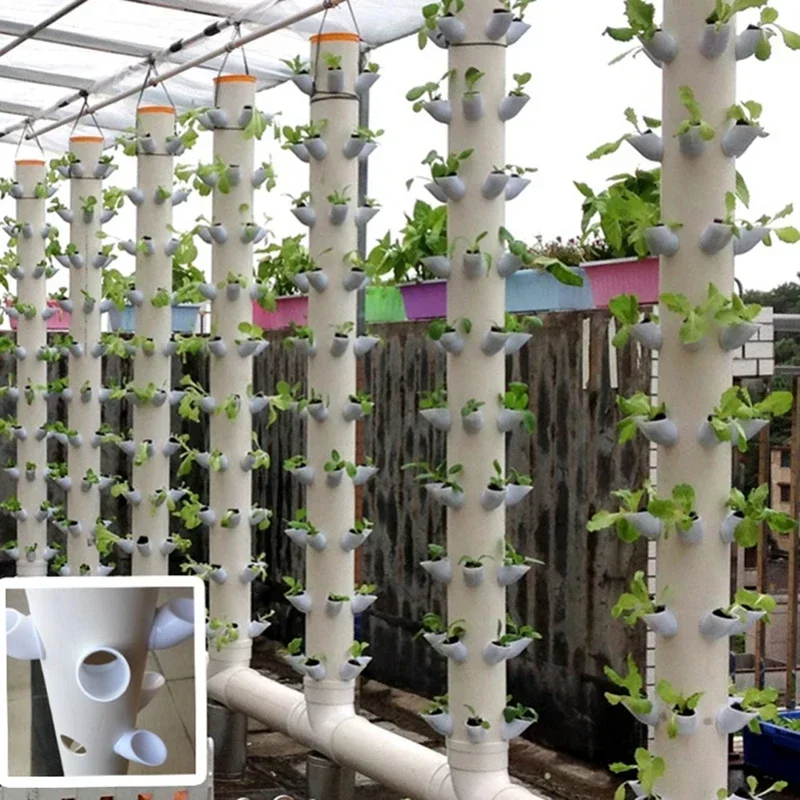 Tazas de cultivo hidropónico para plantas, de 50 piezas torre Vertical, contenedor de flores para jardín, dispositivo sin suelo