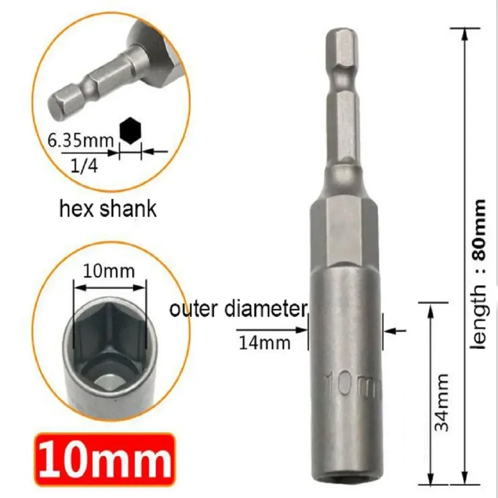 1 Stück 80mm Länge extra tiefe Schrauben mutter Treiber bohrer 5,5 Zoll Sechs kant schaft Schraubens chl üssel für Elektro werkzeug-19mm