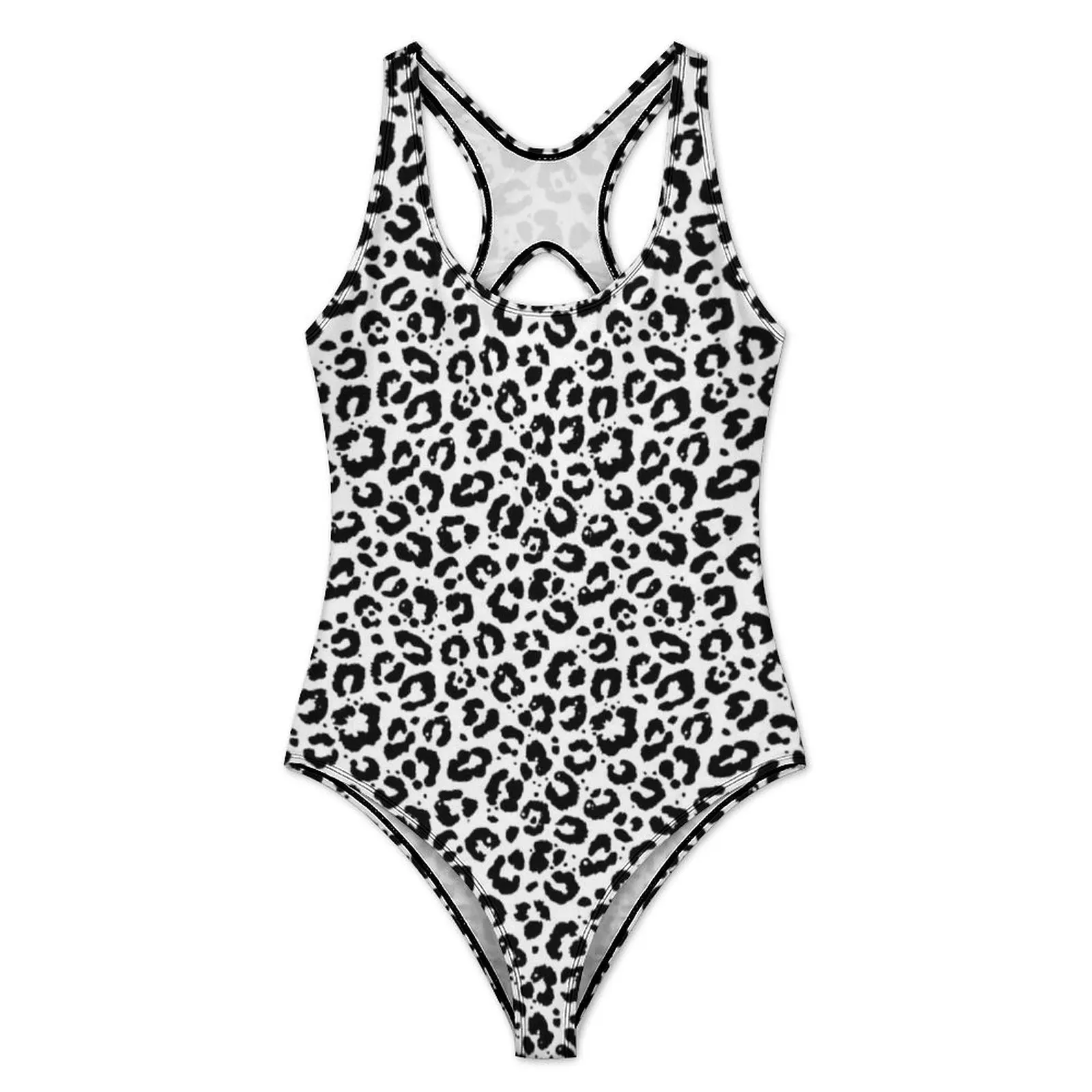 Black White Leopard Print Swimsuit Snow Cheetah Push Up Swimwear One Piece Vacation Bath Bathing Suits Swimsuits Beach Outfits