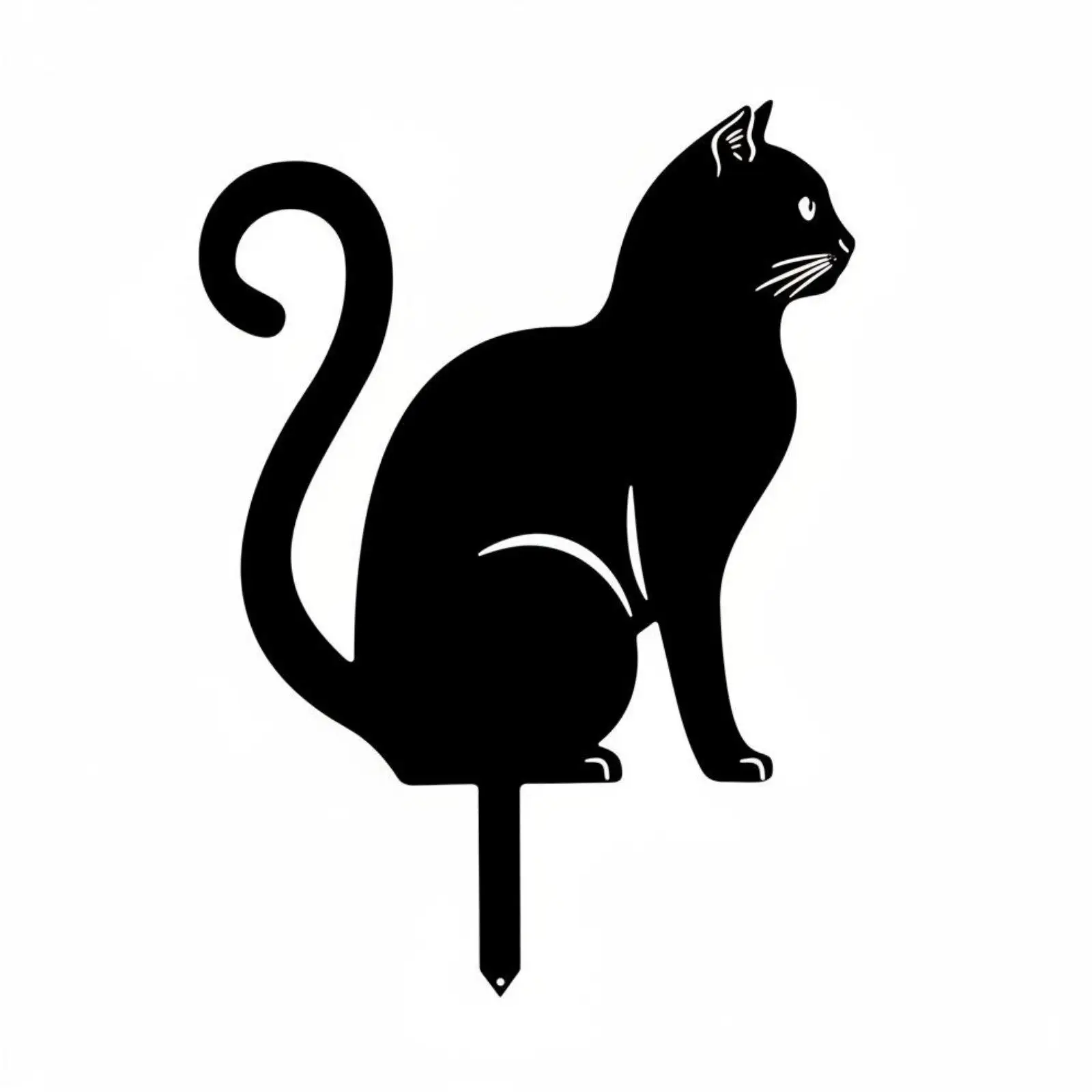 black color cat Shaped Garden Stake Weather Resistant Cat Silhouette Yard Stake