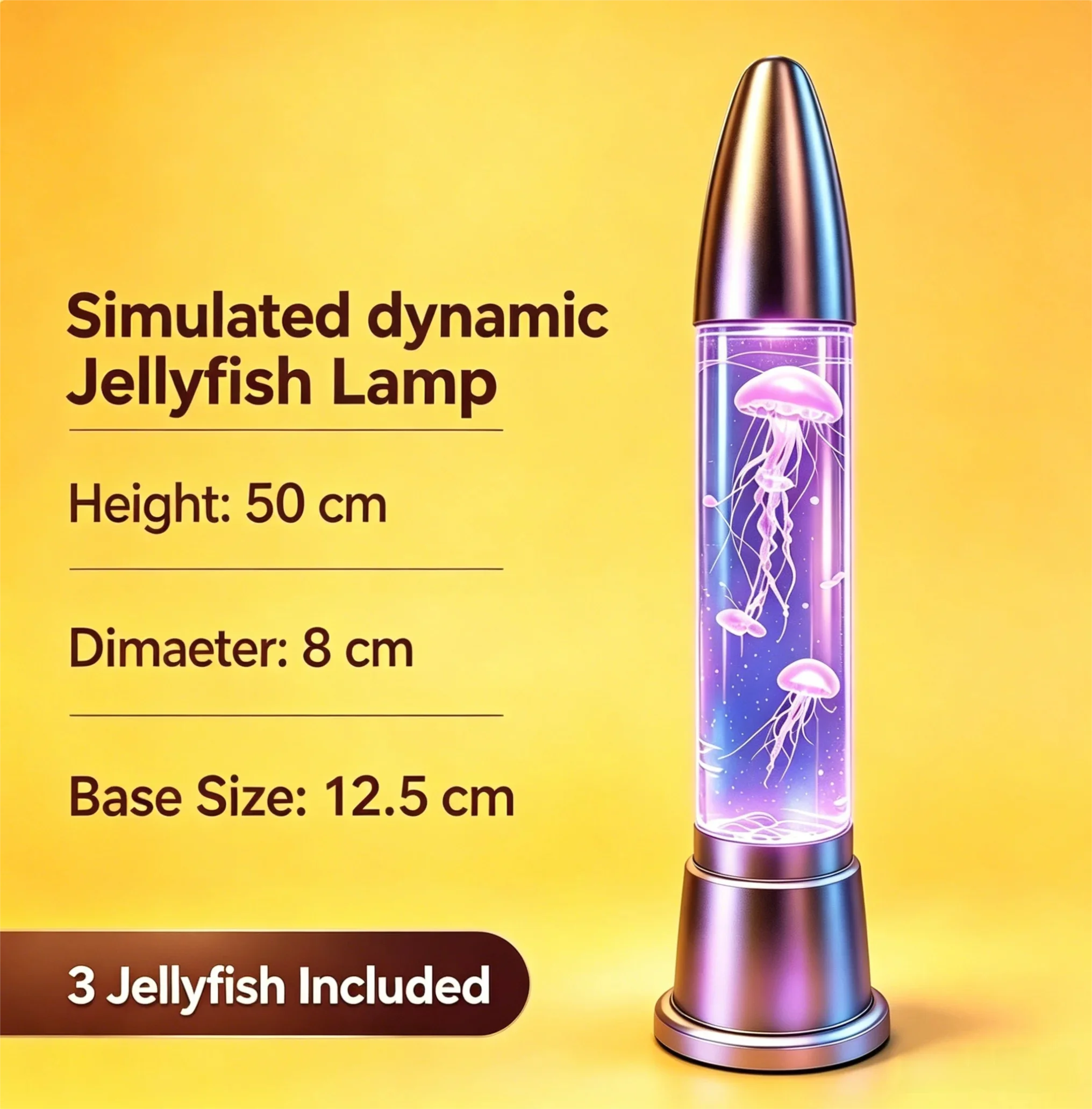 20'' Rocket Head Jellyfish Lamp,USB Charge Decorative Night Lamp with Remote Control, For Home Office Decoration and Gifts 1PC