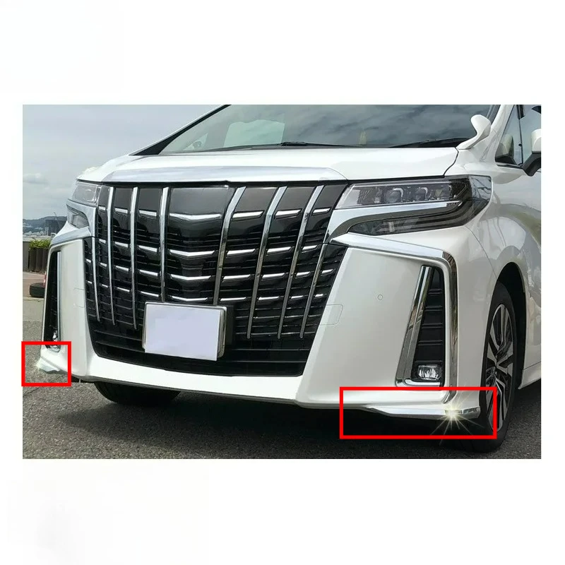 

For Toyota Alphard 30 2018 2019 Sport ABS chrome Front bumper Corner Protection Strip Cover Trim Decorative accessories
