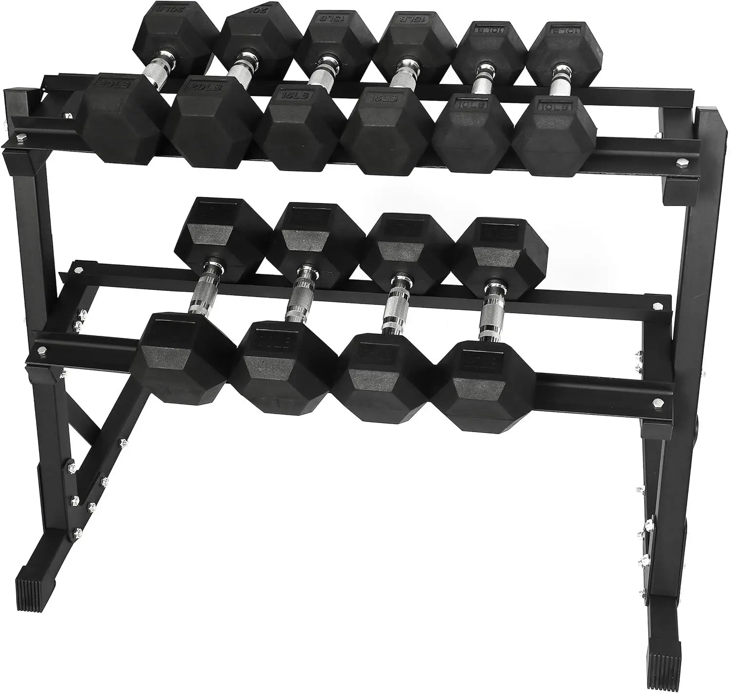 

Rubber Coated Hex Dumbbell Weight Set and Storage Rack, Multiple Packages