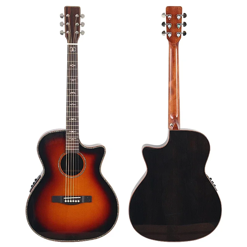 جيتار صوتي كهربائي عالي اللمعان 40 بوصة 6 أوتار جيتار شعبي من الخشب الصلب حقيبة مجانية لاقط مدمجة #5