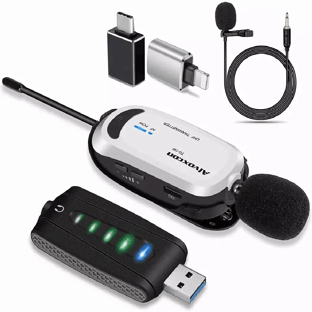 Mini Wireless Lavalier Microphone USB Recording Live Streaming Podcasting Vlogging YouTube Mic for PC iPhone Android Phone