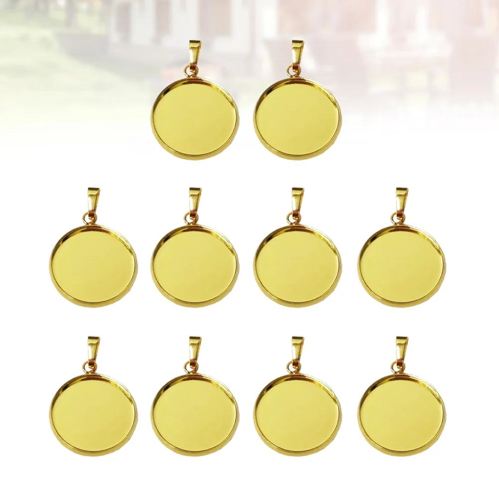 

20 Pcs Craft Bezel Tray Jewelry Round Cork Base DIY Pendant Holder Earring Golden