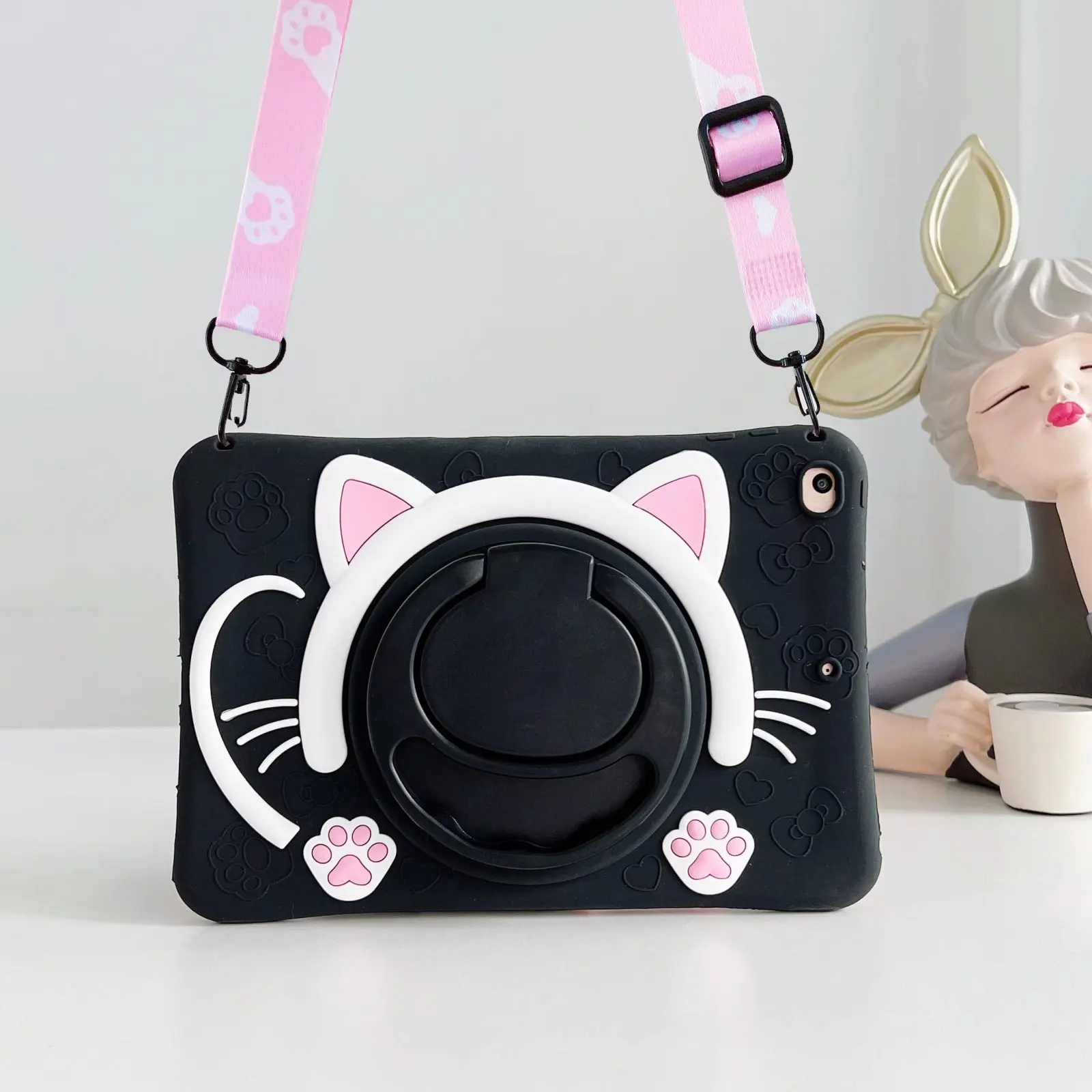 Cover with 360 rotating bracket Cartoon Cute Cat Case for Lenovo Tab P11 11 Plus Case TB-J606F TB-J606X 11 inch 2021 +pen