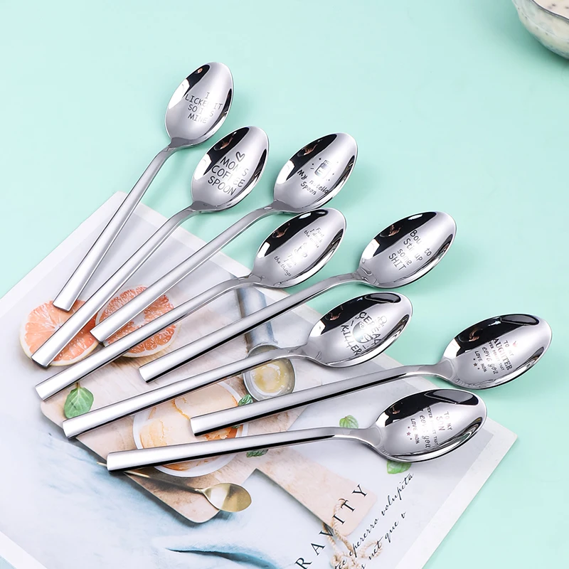 1Piece Tableware Spoon Stainless Steel Spoon Christmas Coffee Spoon High Quality Dessert Tea Ice Cream Fruit Spoon Tablewre