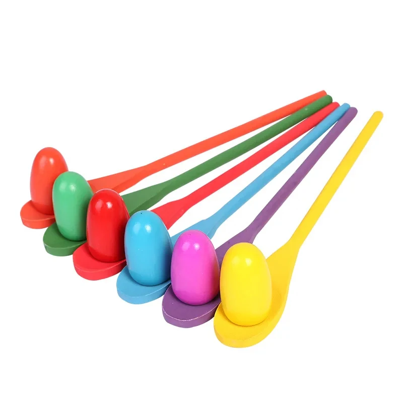 Children's Portable Outdoor Sports Balancing Relay Race Toy Plastic Egg And Spoon Race Game Set Kindergarten Teaching Gift